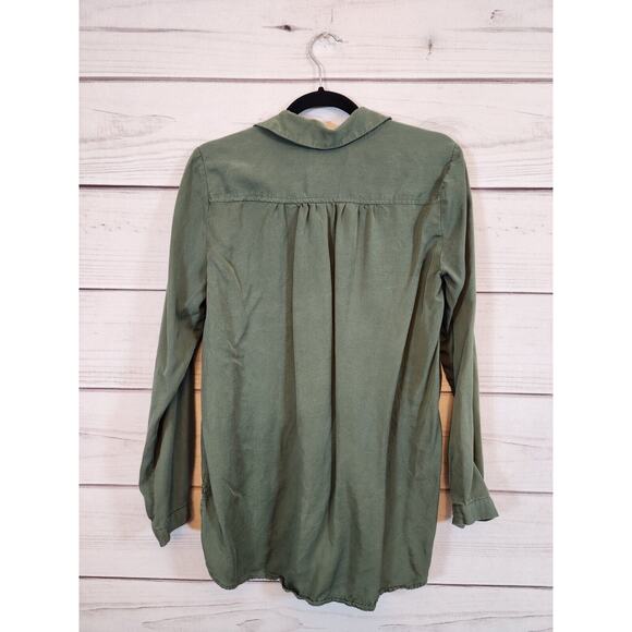 Maeve‎ Olive Green 'Tuesday Blouse' Button Down Tie Front Top Size S - Picture 2 of 6
